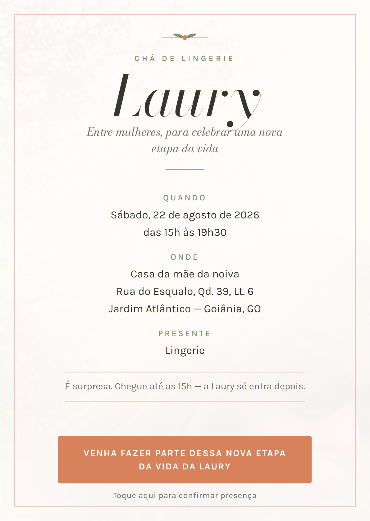 Convite do chá da Laury